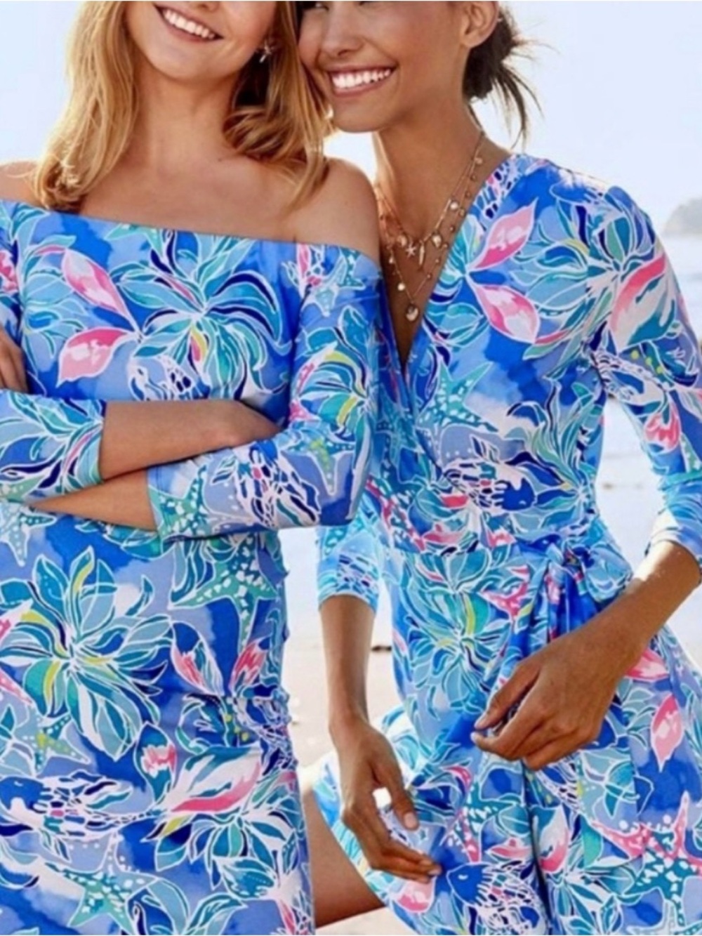 LILLY PULITZER Laurana Off the shoulder Dress Bennet Blue Celestial Seas XL